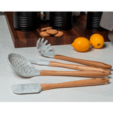 Kit Espátula e Pincel de Silicone Marmorizado Utensílios de Cozinha Bambu Yoi